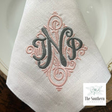 Load image into Gallery viewer, Adorn Damask Three Letter Monogrammed Luncheon, Dinner & Cocktail Napkins