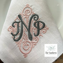 Load image into Gallery viewer, Adorn Damask Three Letter Monogrammed Luncheon, Dinner & Cocktail Napkins