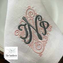 Load image into Gallery viewer, Adorn Damask Three Letter Monogrammed Luncheon, Dinner & Cocktail Napkins