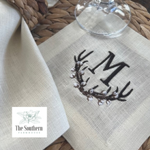 Load image into Gallery viewer, Antler & Cotton Boll Monogrammed Luncheon, Dinner & Cocktail Napkins