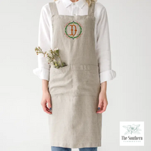 Load image into Gallery viewer, Linen Apron - French Floral Monogram
