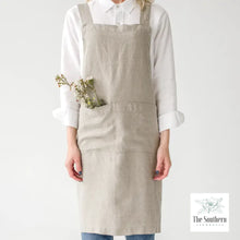 Load image into Gallery viewer, Linen Apron - Laurel Framed Monogram