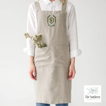 Load image into Gallery viewer, Linen Apron - Virginia Crest Monogram