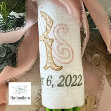 Load image into Gallery viewer, Linen Monogrammed Bouquet Wraps