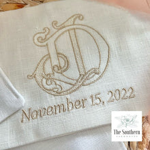 Load image into Gallery viewer, Linen Monogrammed Bouquet Wraps