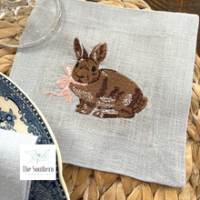 Load image into Gallery viewer, Bunny Rabbit Embroidered Luncheon, Dinner & Cocktail Napkins