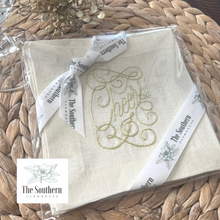 Load image into Gallery viewer, Set of 4 Embroidered Holiday Cocktail Napkins - Cheers!