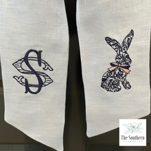 Load image into Gallery viewer, Linen Wreath/Basket Sash - Chinoiserie Rabbit