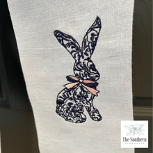 Load image into Gallery viewer, Linen Wreath/Basket Sash - Chinoiserie Rabbit