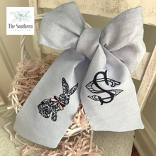 Load image into Gallery viewer, Linen Wreath/Basket Sash - Chinoiserie Rabbit