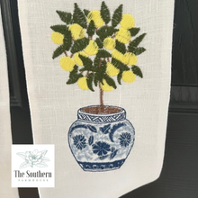 Load image into Gallery viewer, Linen Wreath/Basket Sash - Chinoiserie Lemon Tree