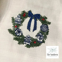 Load image into Gallery viewer, Set of 4 Embroidered Cocktail Napkins - Chinoiserie Ornament Wreath