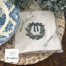 Load image into Gallery viewer, Set of 4 Embroidered Cocktail Napkins - Chinoiserie Ornament Wreath