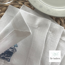 Load image into Gallery viewer, Set of 4 Embroidered Cocktail Napkins - Chinoiserie Topiary Tree