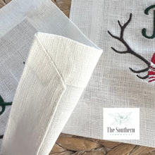 Load image into Gallery viewer, Set of 4 Embroidered Cocktail Napkins - Christmas Antlers