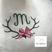 Load image into Gallery viewer, Christmas Antler Monogrammed Luncheon, Dinner & Cocktail Napkins