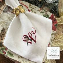 Load image into Gallery viewer, Christmas Pines Monogrammed Luncheon, Dinner & Cocktail Napkins