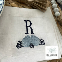 Load image into Gallery viewer, Set of 4 Embroidered Cocktail Napkins - Coral & Seashell Monogram
