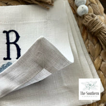 Load image into Gallery viewer, Set of 4 Embroidered Cocktail Napkins - Coral & Seashell Monogram