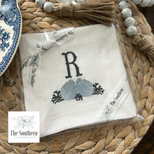 Load image into Gallery viewer, Set of 4 Embroidered Cocktail Napkins - Coral & Seashell Monogram