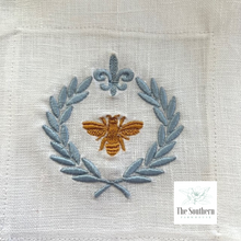 Load image into Gallery viewer, Set of 4 Embroidered Cocktail Napkins - French Bee