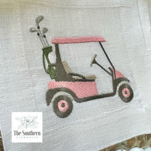 Load image into Gallery viewer, Set of 4 Embroidered Cocktail Napkins - Golf Cart