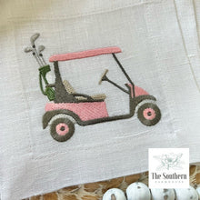 Load image into Gallery viewer, Set of 4 Embroidered Cocktail Napkins - Golf Cart