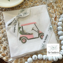 Load image into Gallery viewer, Set of 4 Embroidered Cocktail Napkins - Golf Cart