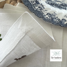 Load image into Gallery viewer, Set of 4 Embroidered Cocktail Napkins - Horse Frame Monogram