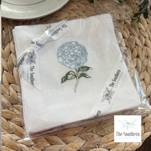 Load image into Gallery viewer, Set of 4 Embroidered Cocktail Napkins - Blue Hydrangea