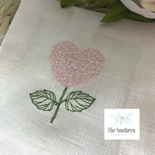 Load image into Gallery viewer, Set of 4 Embroidered Cocktail Napkins - Heart Hydrangea