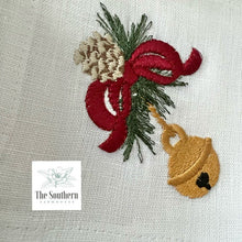 Load image into Gallery viewer, Set of 4 Embroidered Christmas Cocktail Napkins - Christmas Jingle Bell