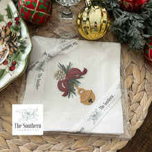 Load image into Gallery viewer, Set of 4 Embroidered Christmas Cocktail Napkins - Christmas Jingle Bell
