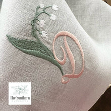 Load image into Gallery viewer, Lily of the Valley Monogrammed Luncheon, Dinner & Cocktail Napkins