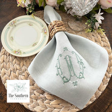 Load image into Gallery viewer, Louisa Three Letter Monogrammed Luncheon, Dinner & Cocktail Napkins