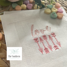 Load image into Gallery viewer, Set of 4 Embroidered Cocktail Napkins - Love Arrows