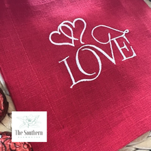 Load image into Gallery viewer, Set of 4 Embroidered Cocktail Napkins - Love & hearts