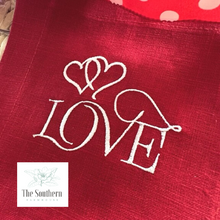 Load image into Gallery viewer, Set of 4 Embroidered Cocktail Napkins - Love & hearts