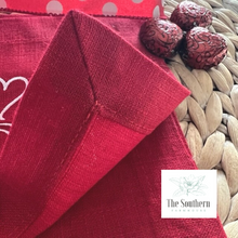 Load image into Gallery viewer, Set of 4 Embroidered Cocktail Napkins - Love & hearts