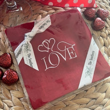 Load image into Gallery viewer, Set of 4 Embroidered Cocktail Napkins - Love & hearts