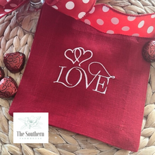 Load image into Gallery viewer, Set of 4 Embroidered Cocktail Napkins - Love & hearts