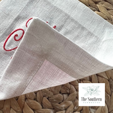 Load image into Gallery viewer, Set of 4 Embroidered Christmas Cocktail Napkins - Merry Christmas