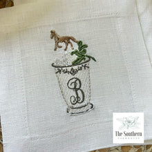 Load image into Gallery viewer, Set of 4 Embroidered Cocktail Napkins - Mint Julep Monogram