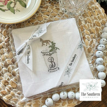 Load image into Gallery viewer, Set of 4 Embroidered Cocktail Napkins - Mint Julep Monogram