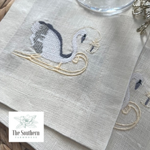 Load image into Gallery viewer, Set of 4 Embroidered Christmas Cocktail Napkins - Nutcracker Swan