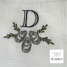 Load image into Gallery viewer, Set of 4 Embroidered Cocktail Napkins - Oyster Shells Monogram
