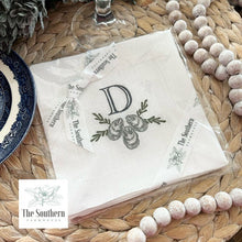 Load image into Gallery viewer, Set of 4 Embroidered Cocktail Napkins - Oyster Shells Monogram