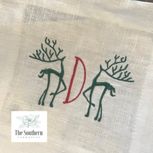 Load image into Gallery viewer, Christmas Reindeer Monogrammed Luncheon, Dinner & Cocktail Napkins