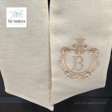 Load image into Gallery viewer, Linen Wreath/Basket Sash - Royal Crest Monogram