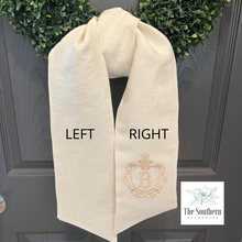 Load image into Gallery viewer, Linen Wreath/Basket Sash - Royal Crest Monogram
